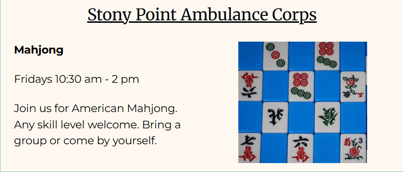 Mahjong Fridays at the Ambulance Corps