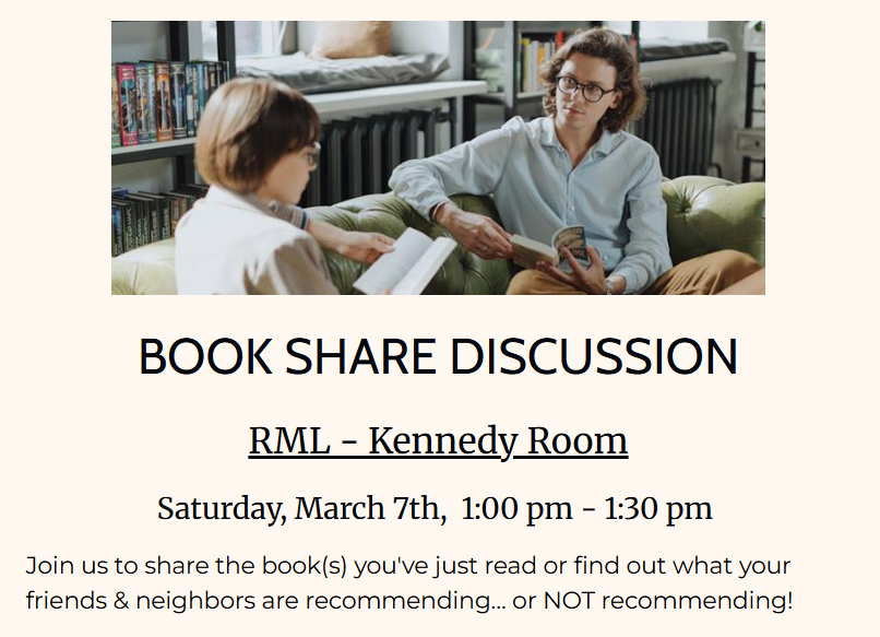Book Share - March 7th at 1:00