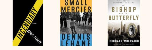 Book Cover Images:
Incendiary
Small Mercies
The Bishop and the Butterfly