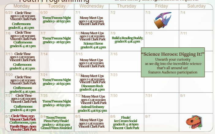 Summer Reading Youth Calendar